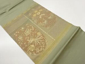 鳳凰に花々模様織出し名古屋帯